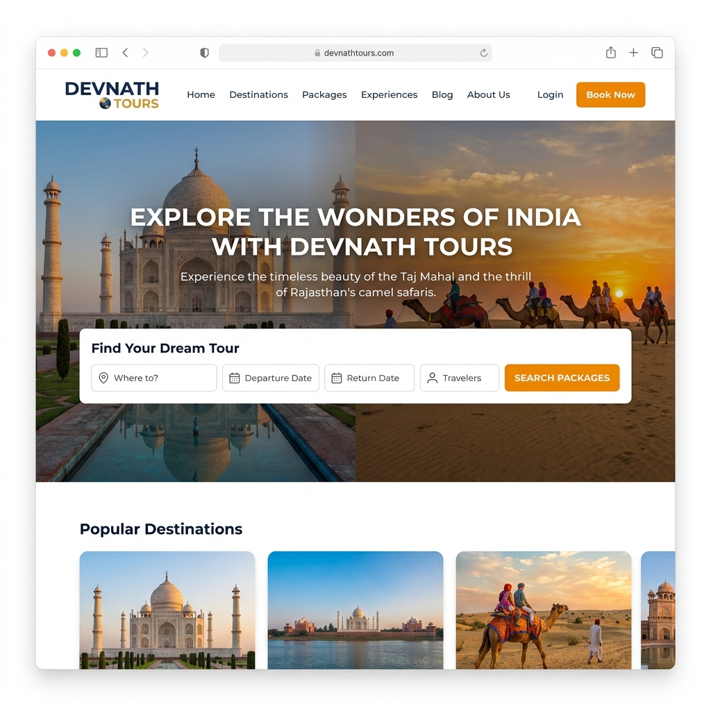 Devnath Tours - Premium travel and tour booking portal designed with clean responsive layout