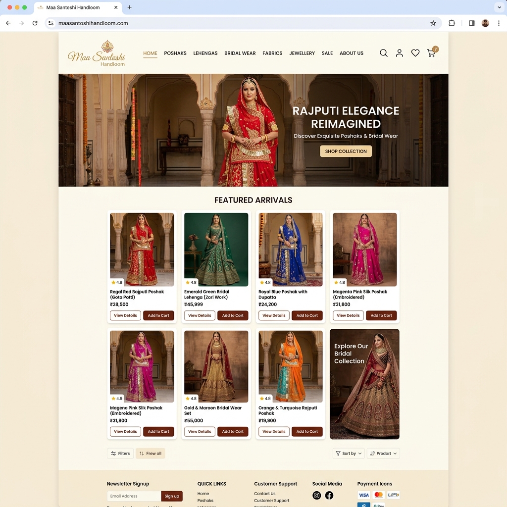 Maa Santoshi - Local retail and commercial website showcasing products with high-intent CTA