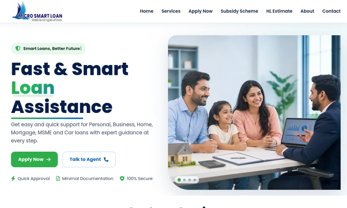MicroSmartLoan finance website homepage screenshot