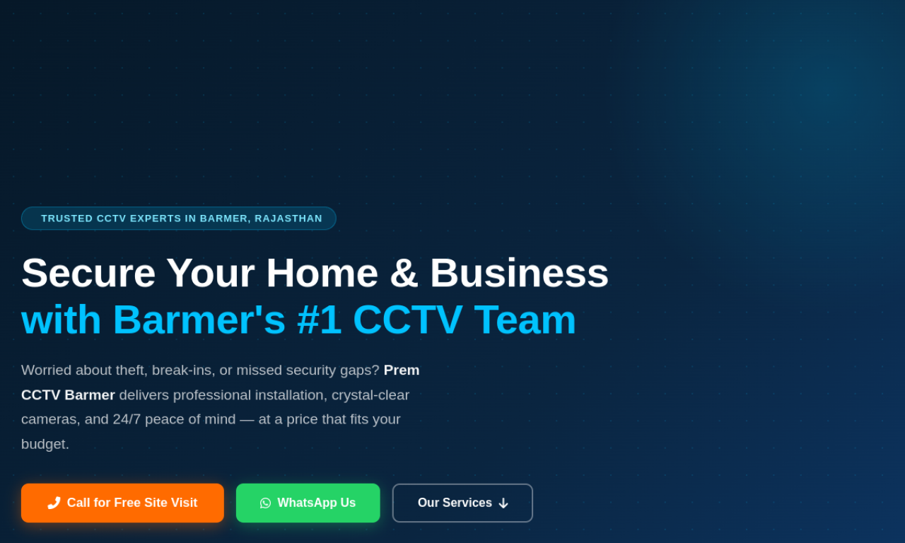 Prem CCTV Barmer website homepage screenshot